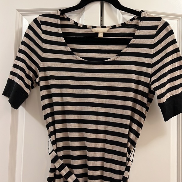 Banana Republic tan and black striped t-shirt dress w belt size XS - Picture 6 of 7